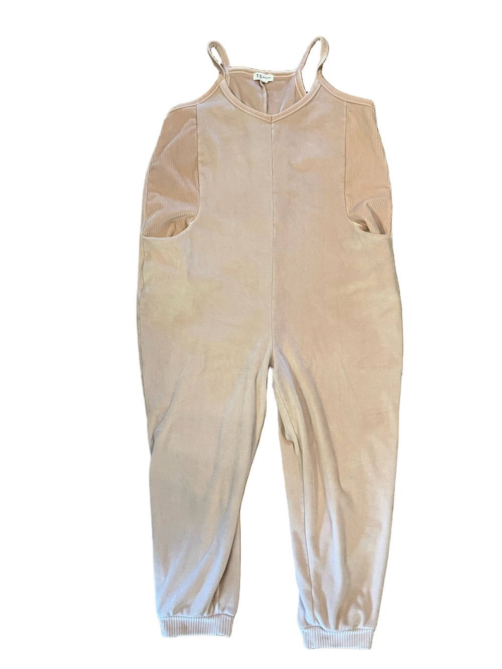 TIS By Thrive Pink Velour Sleeveless Jogger Jumpsuit M